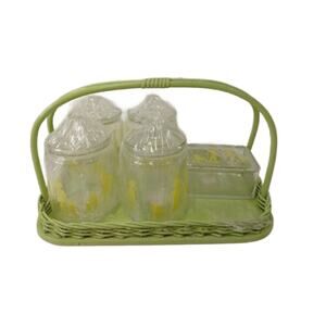 Vintage Yellow Glass Nursery Jar Set of 5, Mary Gregory